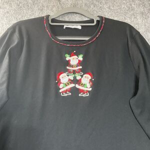 Mercer Street Studio Shirt Women Large Santa Christmas Holiday Teacher Top